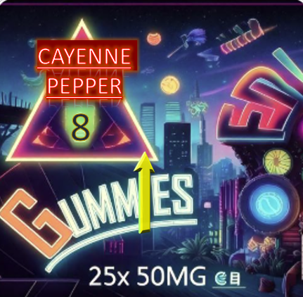 ZEKE's DELTA 8 50MG CAYENNE PEPPER GUMMIES PACK OF 25